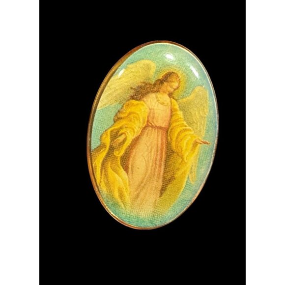 Vintage Religious Collectible Guardian Angel Lapel Pin - Picture 1 of 4